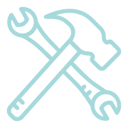 picto d'un marteau et d'une clef pour indiquer la construction de piscine